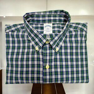 Brooks Brothers 346 Plaid‎ Cotton Long Sleeve Slim Fit Shirt